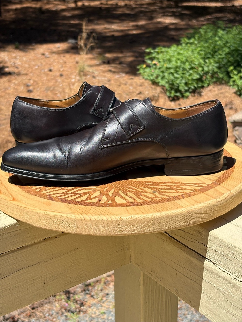Magnanni Black Leather Double Monk Strap Dress Shoes